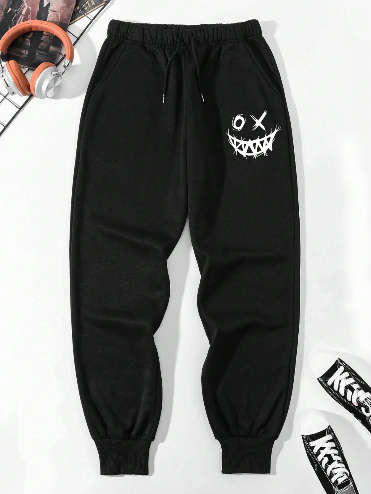 Men's Loose Fit Fleece Jogger Sweatpants with Drawstring Waist Streetwear Casual Everyday Style