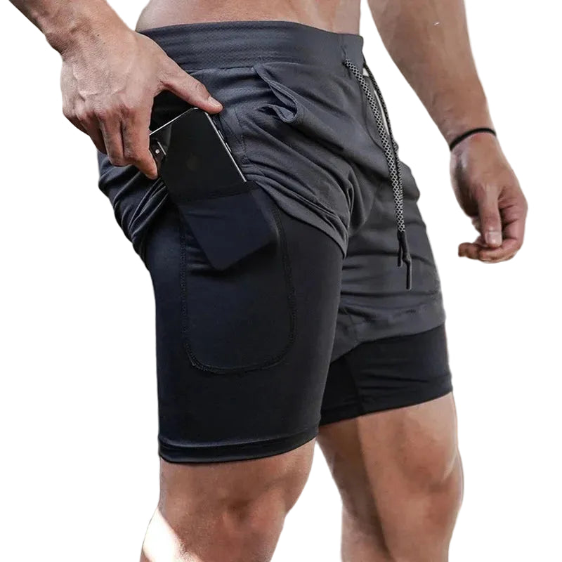 Men's Two Layer Performance Running Shorts with Quick Dry Fabric and Athletic Comfort