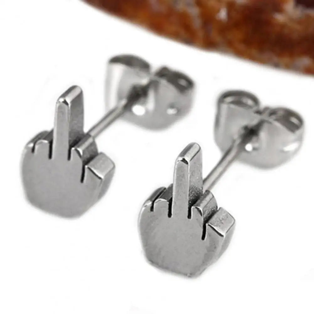 Rebellious Gesture Stud Earrings With Bold Alternative Streetwear Fashion Appeal