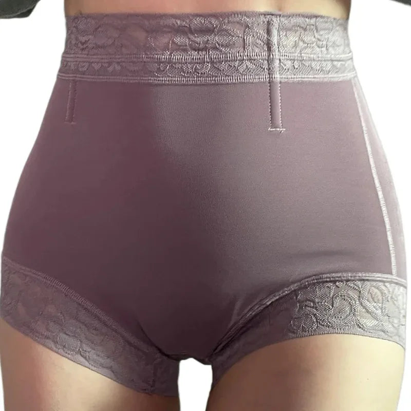 High-Waisted Lace-Trimmed Shaping Panty with Contour Rear Paneling