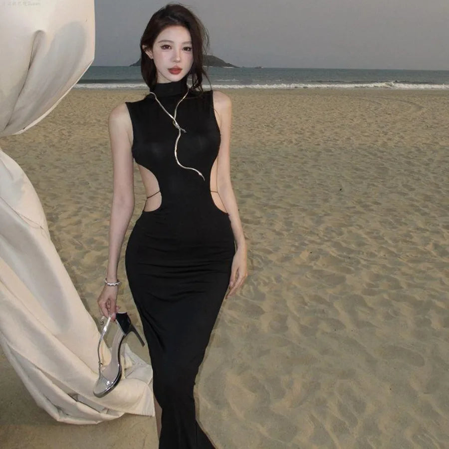 Backless Minimalist Gothic Streetwear Wide Leg Jumpsuit