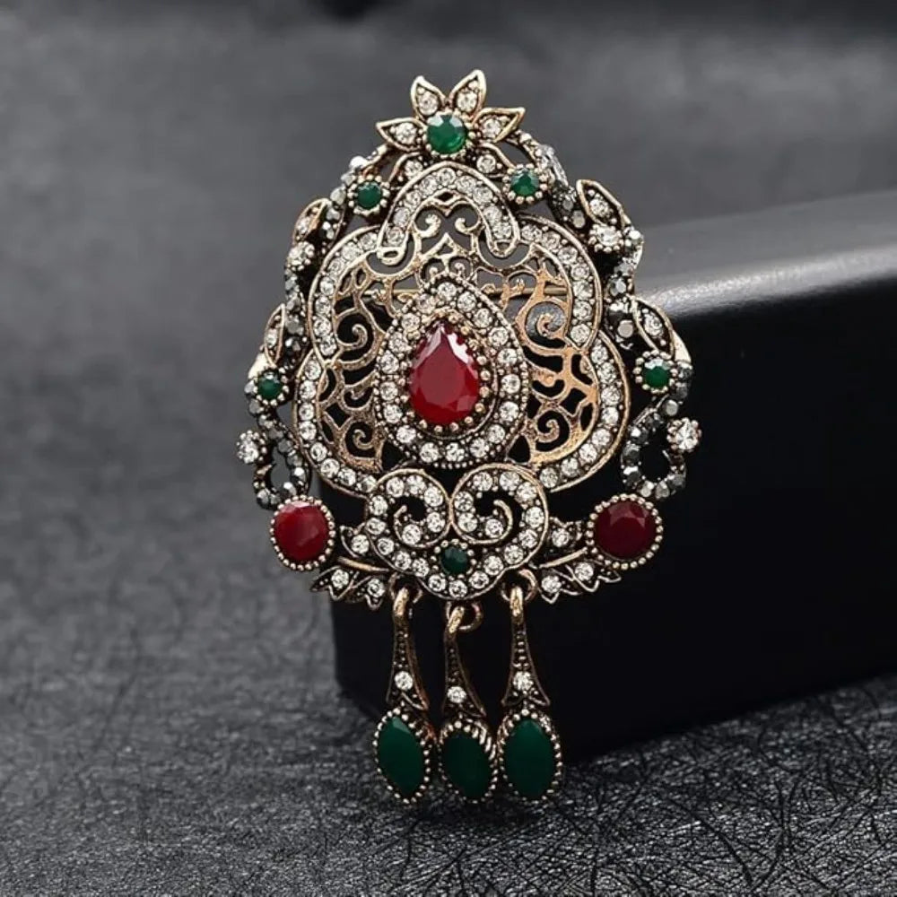 Vintage Gothic Filigree Statement Brooch with Ornate Teardrop Charms - BigCat Streetwear