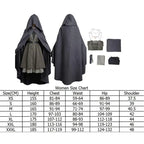 Women's Fantasy-Inspired Hooded Cape Dress Set with Layered Robe and Coordinated Wig