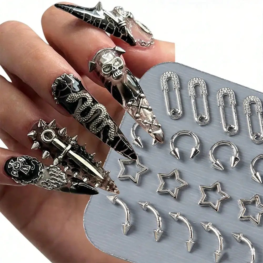 Gothic Cross Nail Art Charms Collection for Alternative Manicure Designs