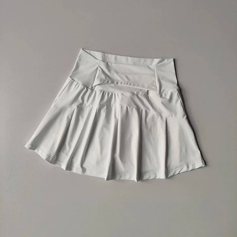 High Waist Active Skort with Built-In Shorts Performance A-Line Design