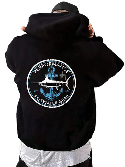 Heavyweight Coastal Graphic Hoodie with Oversized Streetwear Fit and Back Artwork