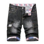 Men's Loose Fit Washed Denim Shorts with Distressed Finish and Casual Streetwear Style