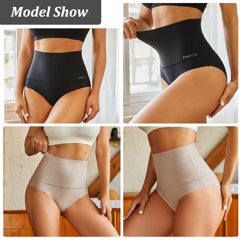 4-Piece Plus-Size Women’s High-Waisted Shaping Briefs with Seamless Construction, Wide Waistband and Assorted Neutral Colors