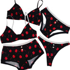 Playful Cherry Print Wire-Free Triangle Bralette and Panty Set