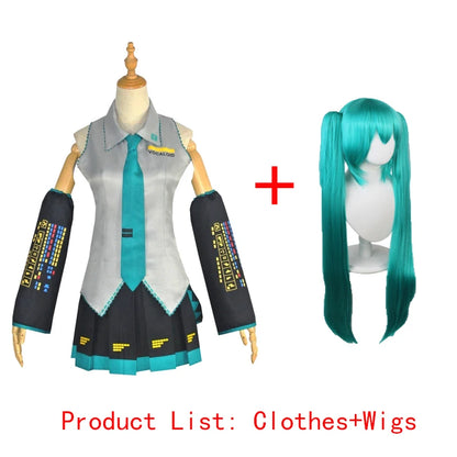 Women's Idol-Inspired Costume Set with Sleeveless Dress, Twin-Tail Wig and Matching Accessories