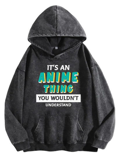 Retro Anime Typography Hoodie with Manga-Inspired Casual Streetwear Design