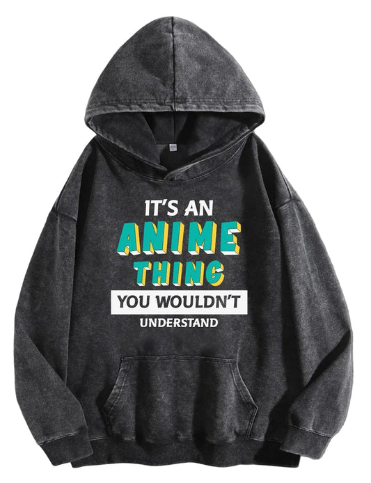 Retro Anime Typography Hoodie with Manga-Inspired Casual Streetwear Design