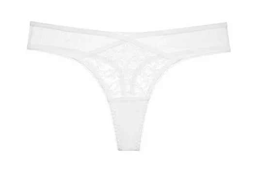 Lilac Strappy Floral Lace Underwire Bra and Cutout Thong Set