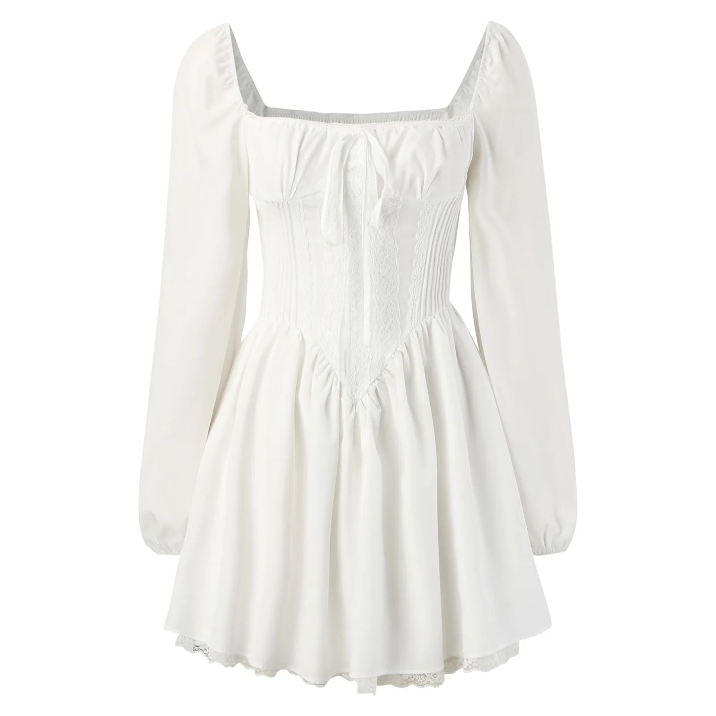 Square Neck Corset Inspired Mini Dress with Puff Sleeve Detail