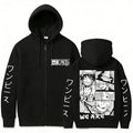 Anime-Inspired Manga Panel Zip Hoodie with Japanese Streetwear Design