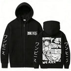 Anime-Inspired Manga Panel Zip Hoodie with Japanese Streetwear Design