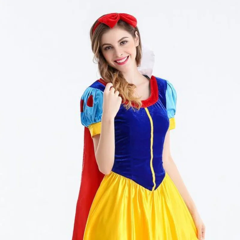 Classic Royal Princess Gown with Puffed Sleeves and Sweeping Yellow Skirt