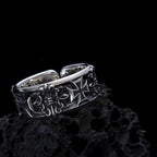 Adjustable Gothic Cross Engraved Ring Alternative Punk Statement Jewelry
