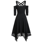 Strappy Gothic Lace Hem Maxi Dress With Alternative Dark Romantic Aesthetic
