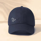 Minimalist Heart Embroidered Baseball Cap Adjustable Curved Brim Casual Streetwear Hat