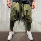 Men's Relaxed Harem Cargo Pants with Cropped Fit and Streetwear Utility Style