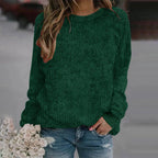 Women's Relaxed Fit Crew Neck Cozy Knit Everyday Sweater Pullover