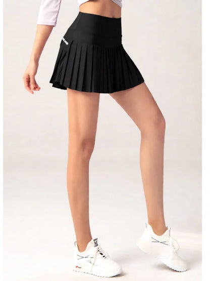 High Waist Pleated Tennis Skort with Built-In Shorts and Pockets