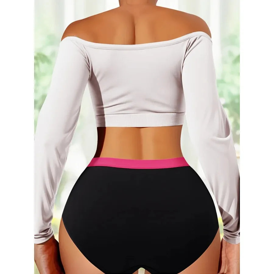 4-Piece Women’s High-Waisted Briefs Set with Contrast Waistbands, Full-Coverage Silhouette and Assorted Colors