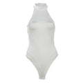 Halter Neck Mesh Panel Bodycon Bodysuit for Alternative Gothic Styling