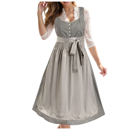 Vintage Inspired Lace Up Bodice Cottagecore Alternative Midi Dress
