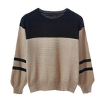 Women's Oversized Color Block Crew Neck Ribbed Knit Pullover Sweater