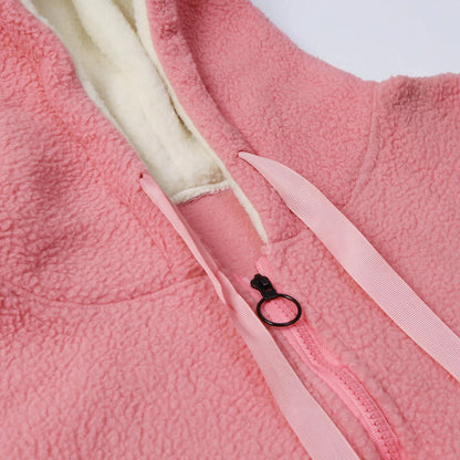 Women's Longline Hooded Sherpa Fleece Zip Jacket for Cozy Streetwear Layering
