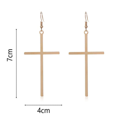 Oversized Cross Drop Earrings for Gothic Punk and Alternative Fashion Looks