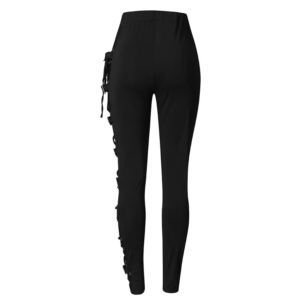 Lace Panel Slim Fit Pants Gothic Inspired Alternative Fashion Bottoms