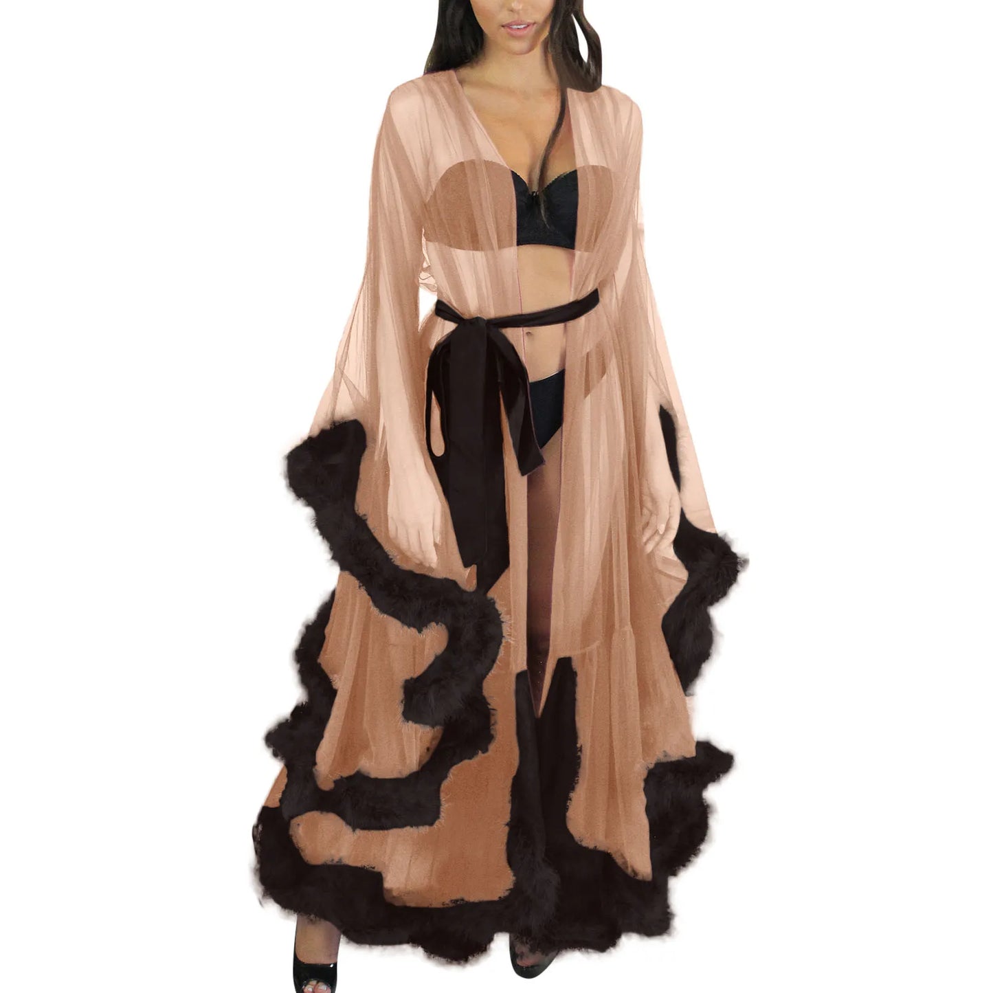 Sheer Layered Gothic Robe Style Alternative Fashion Dress Set