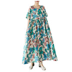 Boho Pleated Maxi Dress with Relaxed Silhouette for Everyday Styling