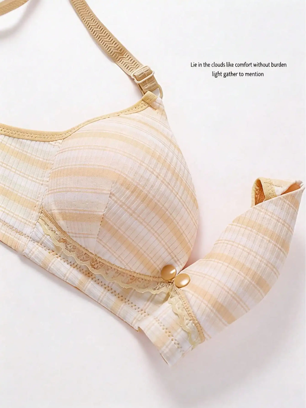 Three-Piece Striped Wire-Free Maternity and Nursing Bra Set