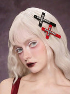 Gothic Lace Cross Hair Clips Y2K Alternative Statement Hair Accessories