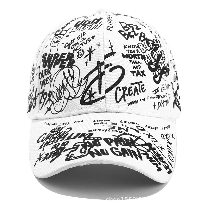 Abstract Graphic Print Adjustable Baseball Cap for Contemporary Streetwear Everyday Casual Fashion Style