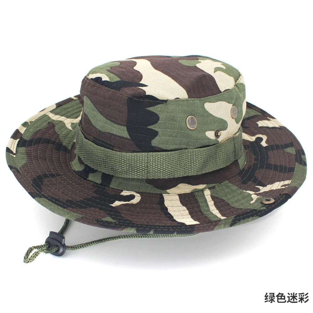 Unisex Outdoor Boonie Bucket Hat with Adjustable Chin Cord for Hiking Fishing and Travel
