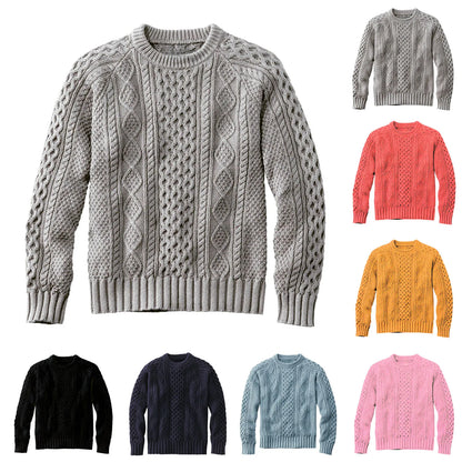Men's Cable Knit Crew Neck Contemporary Relaxed Fit Sweater Pullover