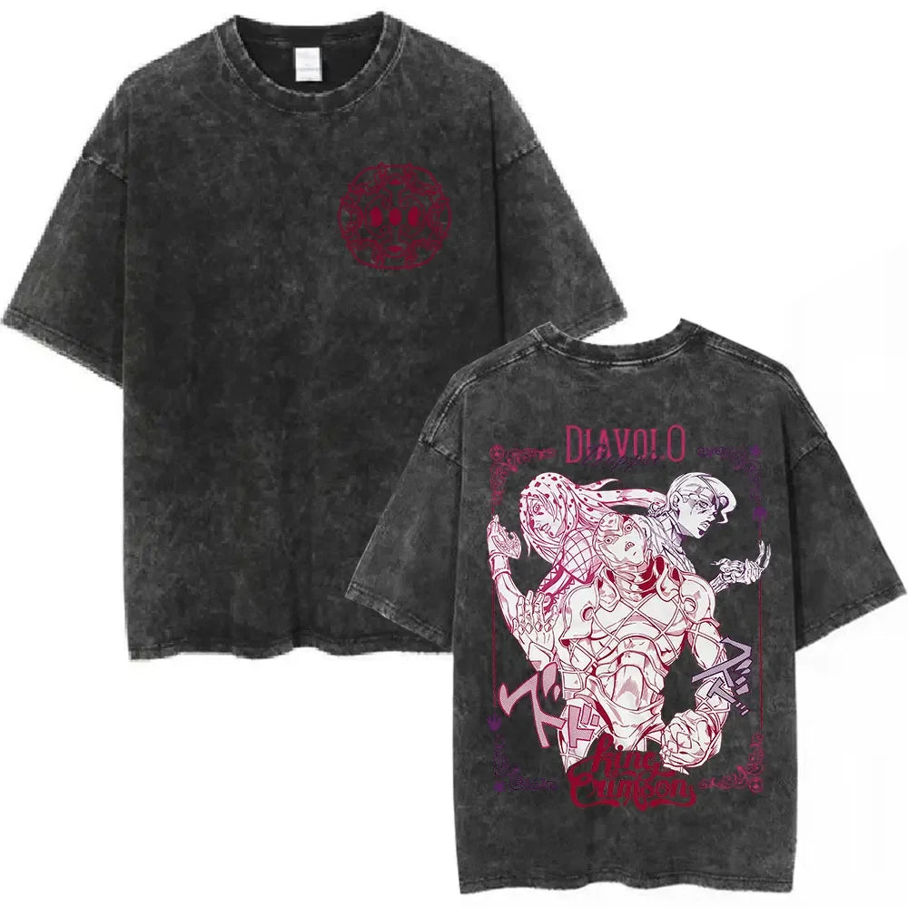 Anime Goth Vintage Graphic Streetwear Tee with Dark Manga Angel Artwork