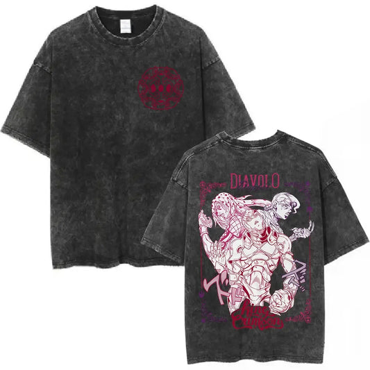 Anime Goth Vintage Graphic Streetwear Tee with Dark Manga Angel Artwork