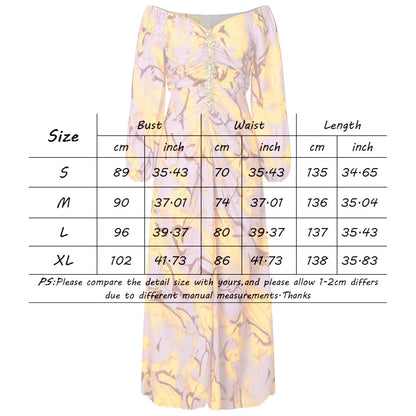 Printed Maxi Dress With Draped Sleeves And Side Slit Detail