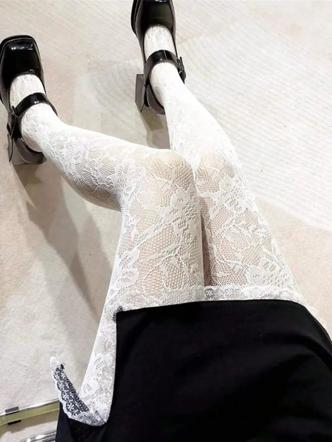 Floral Lace Pattern Sheer Mesh Pantyhose Lightweight Alternative Fashion Tights