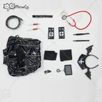 Women's High Gloss Faux Leather Uniform Inspired Mini Dress With Hardware And Matching Accessories