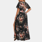 Romantic Floral Wrap Front Alternative Fashion Maxi Dress