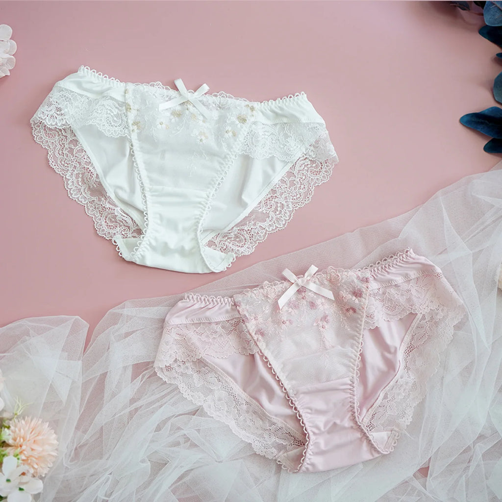 Pristine White Ruched Mesh Lingerie Set with Delicate Floral Embroidery