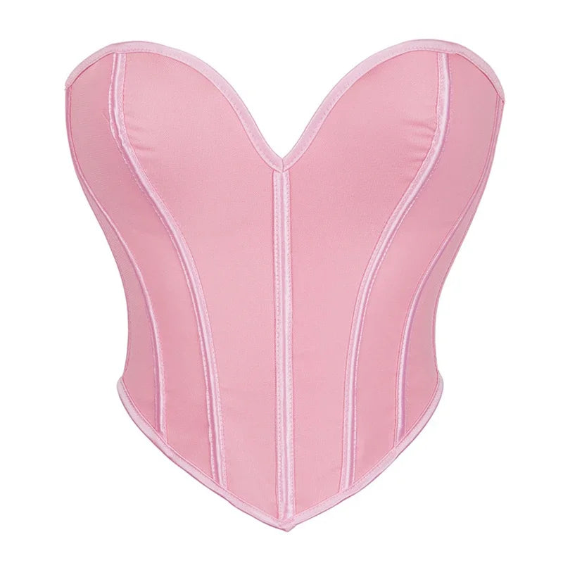 Strapless Corset Tube Top with Sculpted Panels and Backless Silhouette