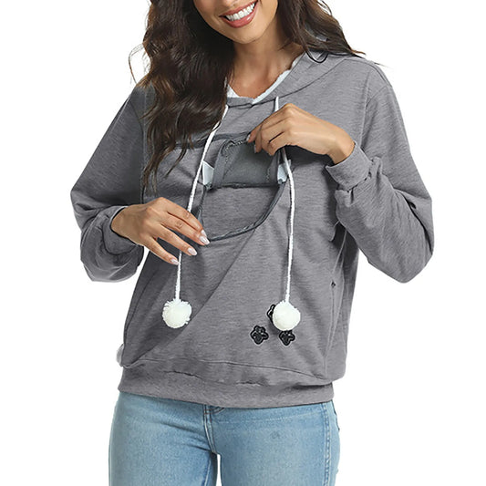 Kawaii Anime Inspired Oversized Hoodie with Interactive Plush Pocket Design